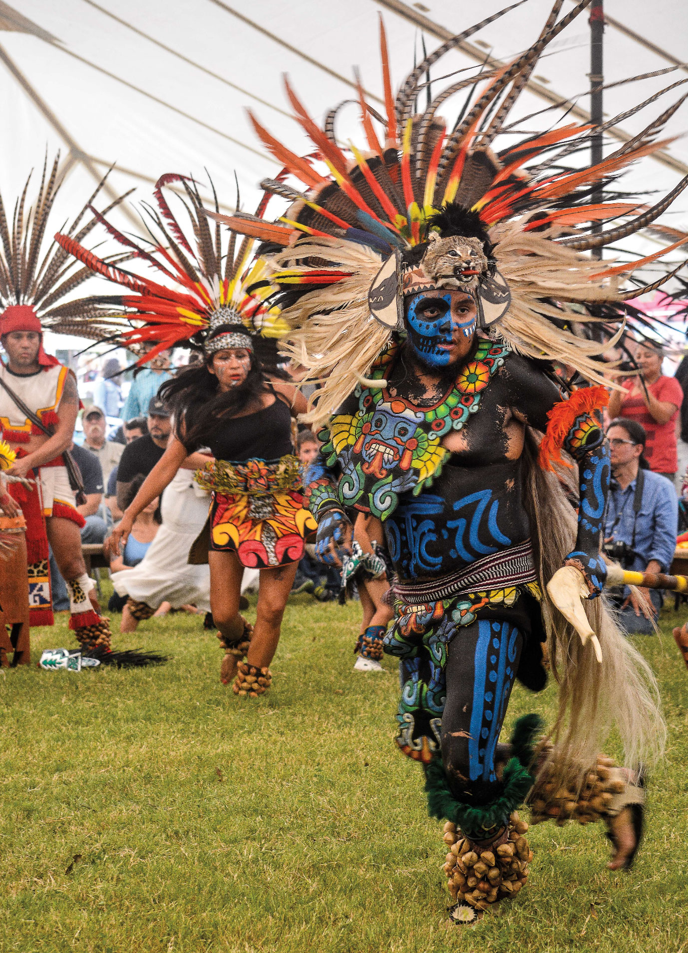 Indigenous dancers in traditional garb